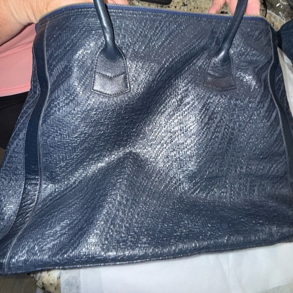 MCM Navy Blue Leather Tote - Picture 2 of 9